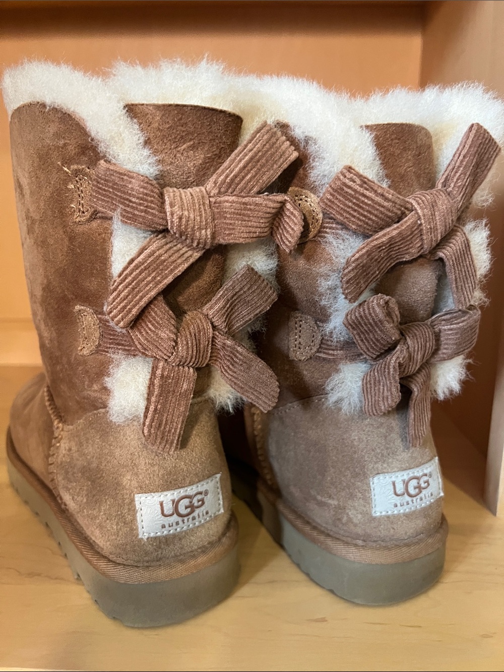 UGG Bailey Bow Corduroy Suede Boots with Shearling
